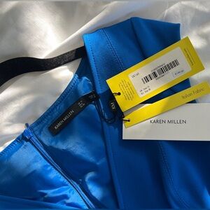 Gorgeous High Quality Karen Millen Blue Dress with Belt Tie V-Neck New with Tags